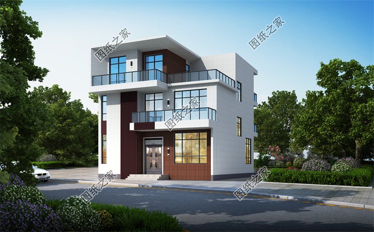 現代風三層別墅效果圖設計案例