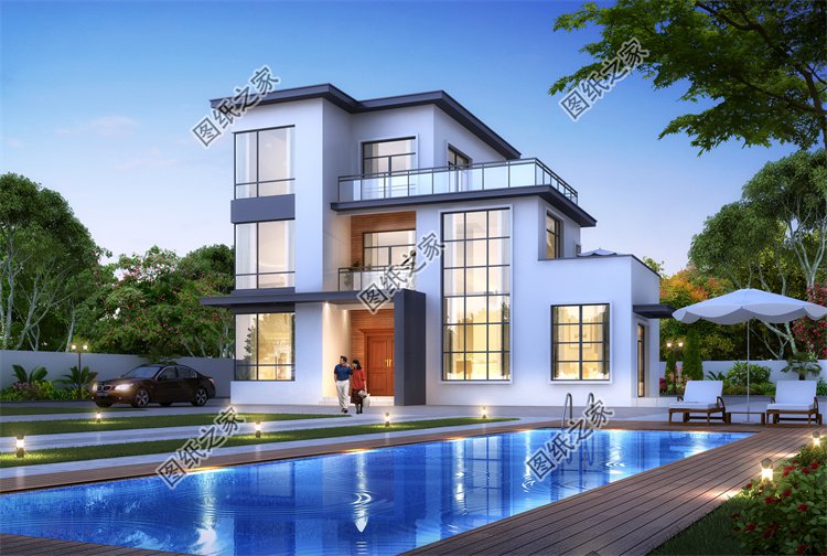 現代風三層別墅效果圖設計案例