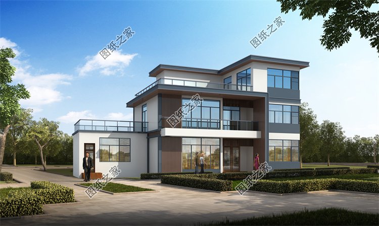 現代風三層別墅效果圖設計案例