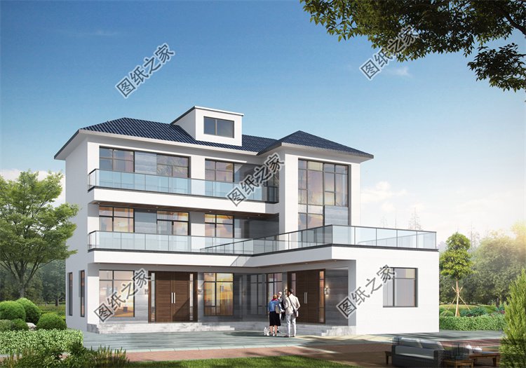 現代風三層別墅效果圖設計案例