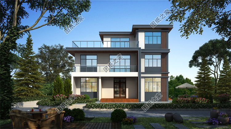 現代風三層別墅效果圖設計案例