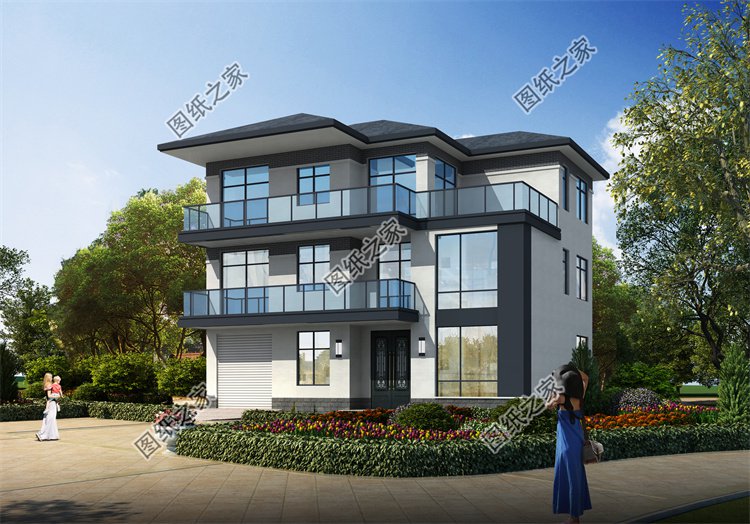 現代風三層別墅效果圖設計案例