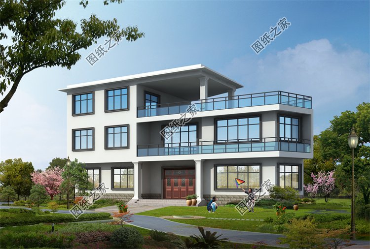 現代風三層別墅效果圖設計案例