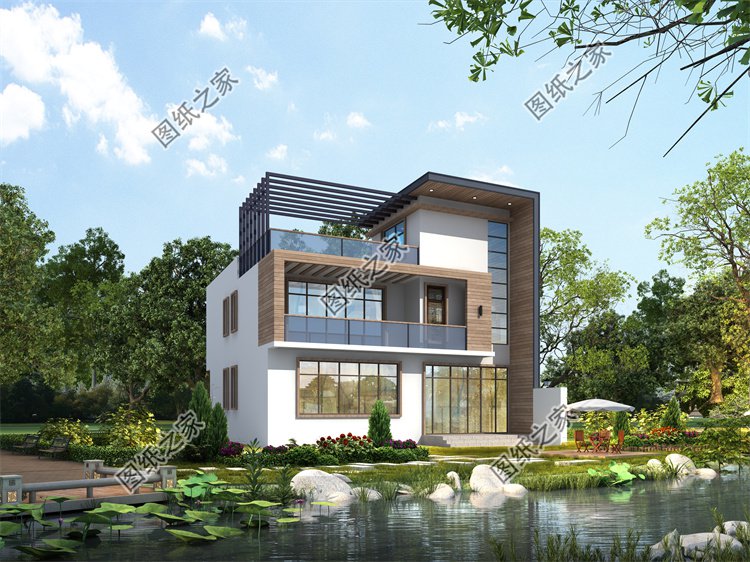 現代風三層別墅效果圖設計案例