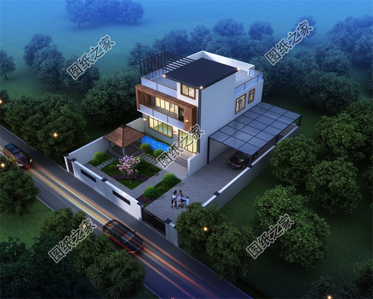 現代風三層別墅效果圖設計案例