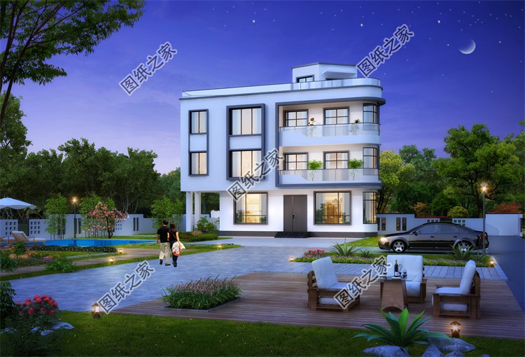 現代風三層別墅效果圖設計案例