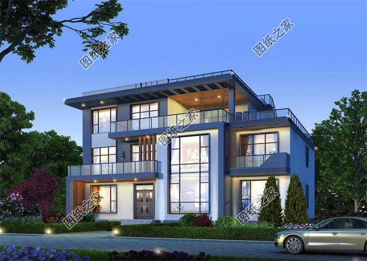 現代風三層別墅效果圖設計案例