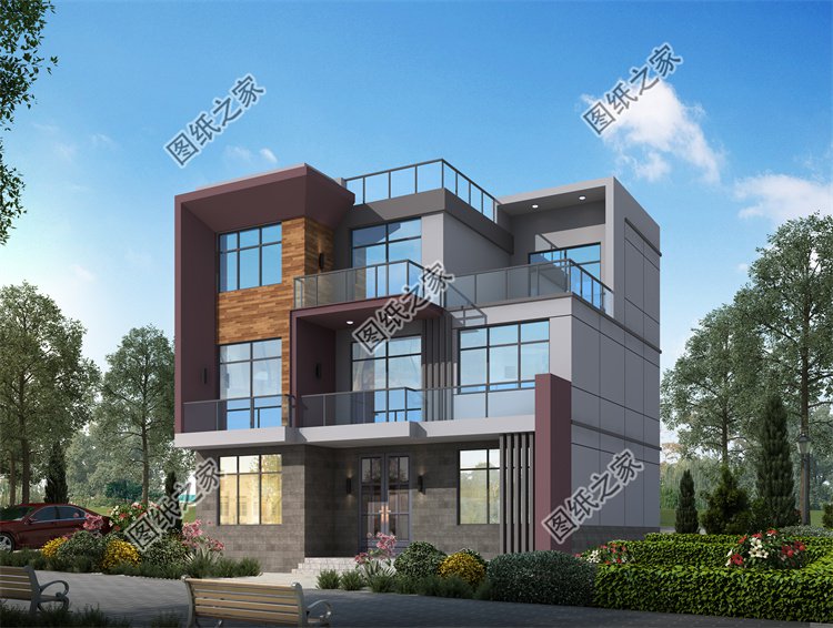 現代風三層別墅效果圖設計案例