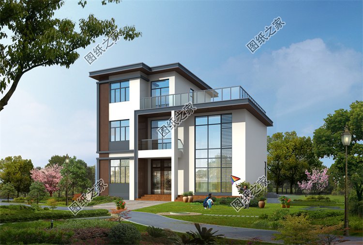 現代風三層別墅效果圖設計案例