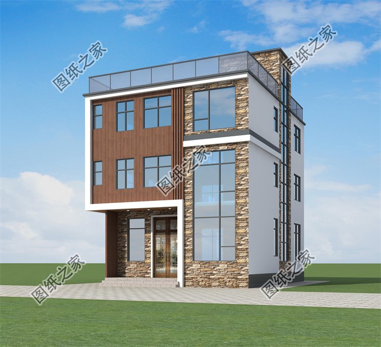 現代風三層別墅效果圖設計案例