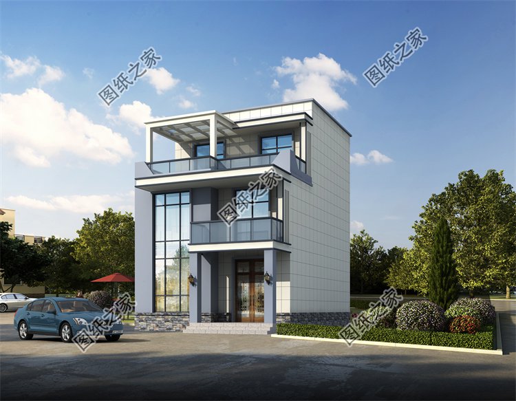 現代風三層別墅效果圖設計案例