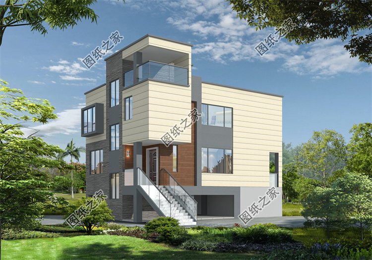 現代風三層別墅效果圖設計案例