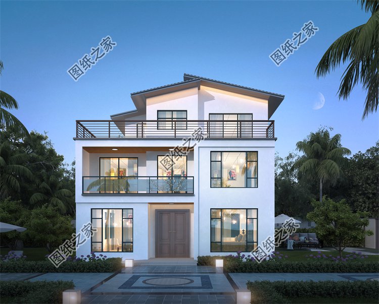 現代風三層別墅效果圖設計案例