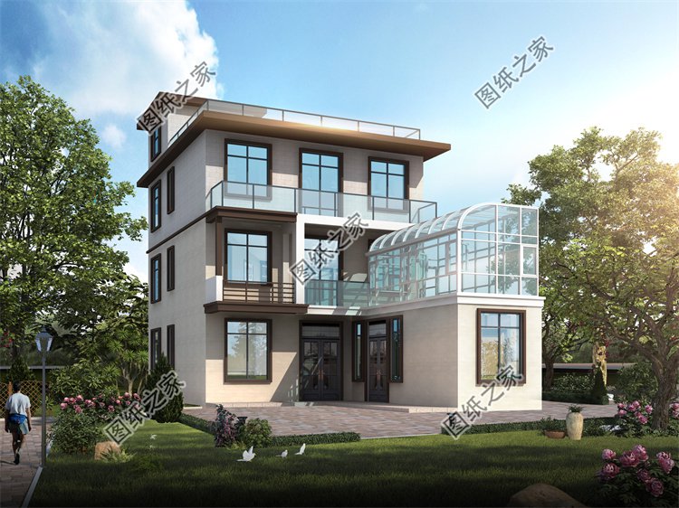 現代風三層別墅效果圖設計案例