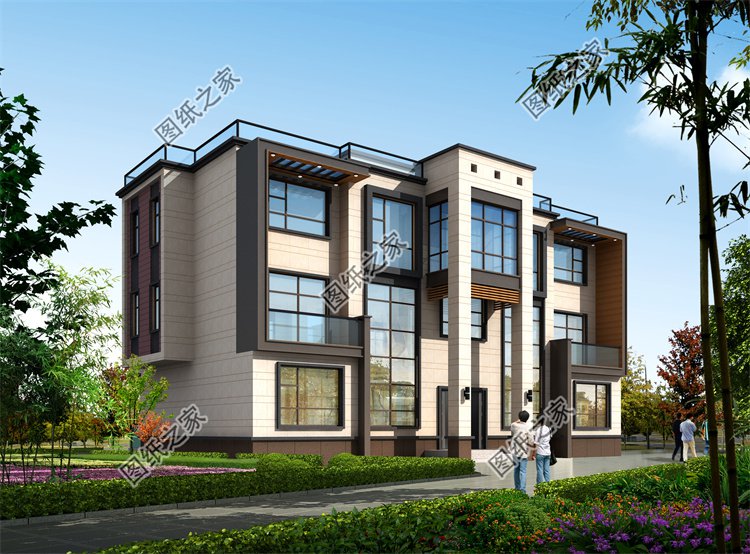 現代風三層別墅效果圖設計案例