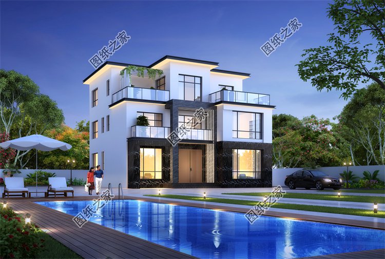 現代風三層別墅效果圖設計案例