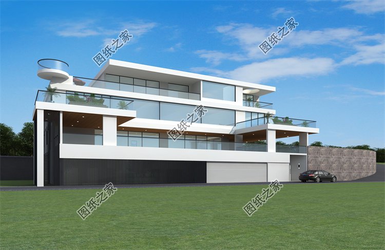 現代風三層別墅效果圖設計案例