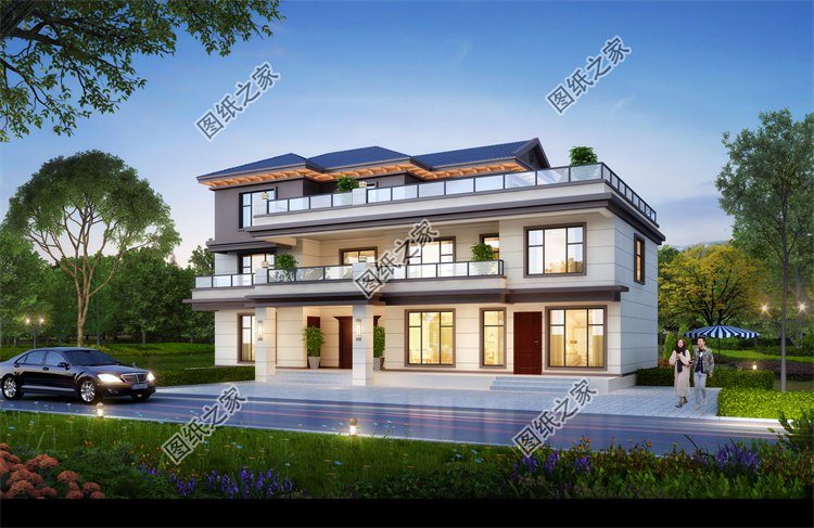 現代風三層別墅效果圖設計案例