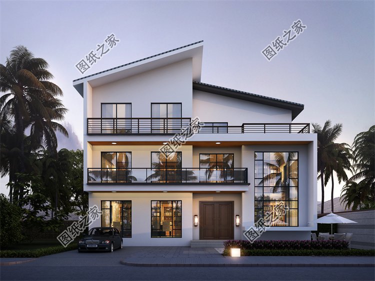 現代風三層別墅效果圖設計案例