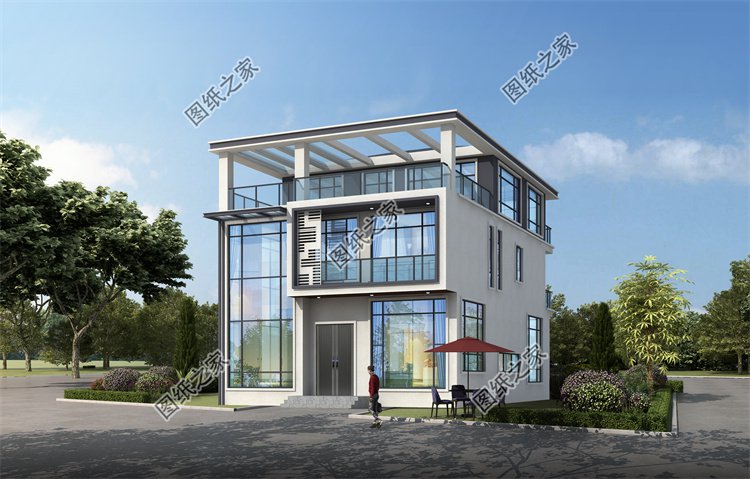 現代風三層別墅效果圖設計案例