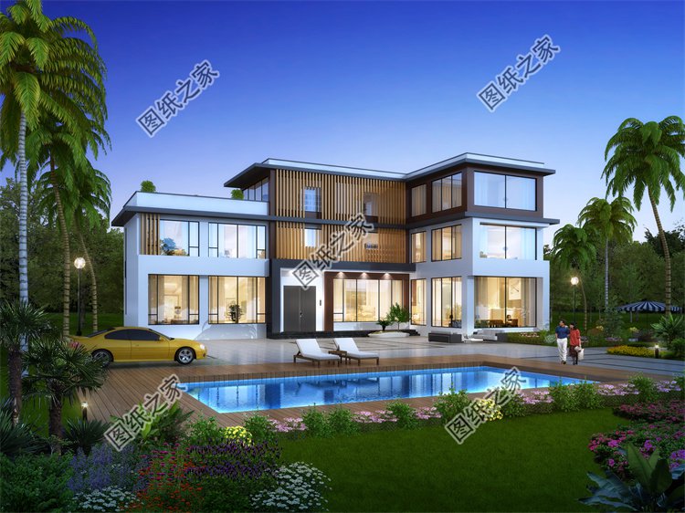 現代風三層別墅效果圖設計案例