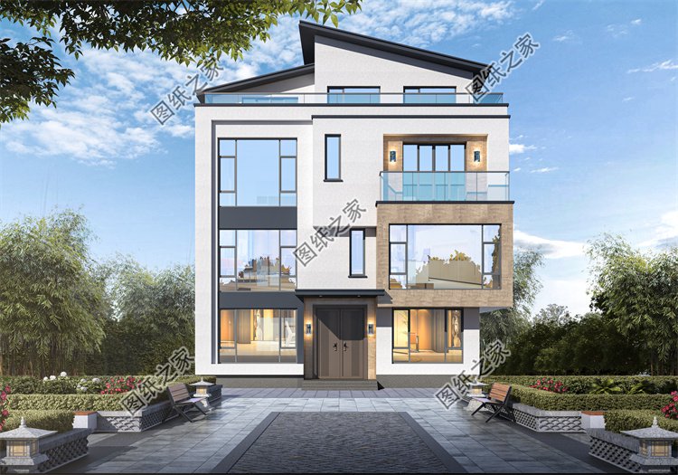 現代風三層別墅效果圖設計案例