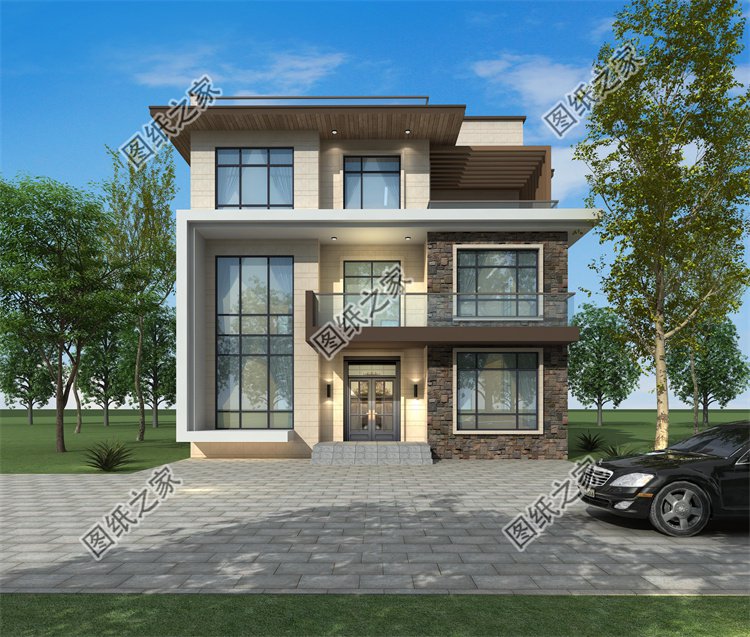 現代風三層別墅效果圖設計案例