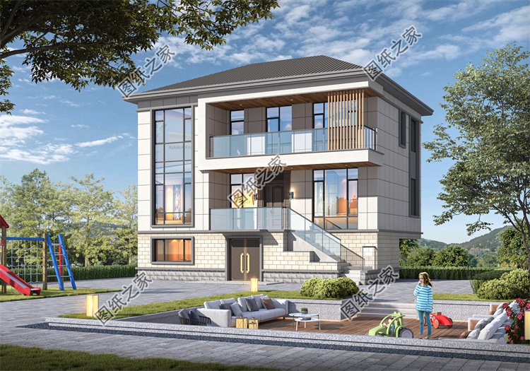 現代風三層別墅效果圖設計案例