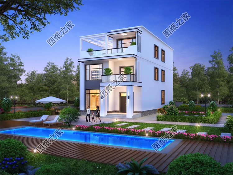 現代風三層別墅效果圖設計案例