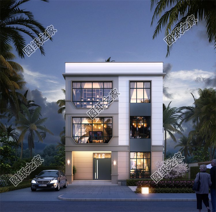 現代風三層別墅效果圖設計案例