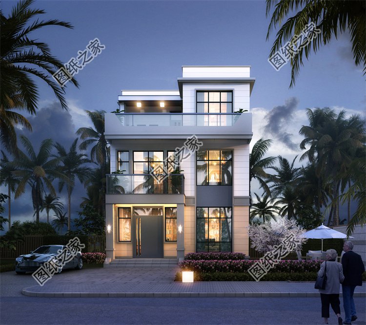 現代風三層別墅效果圖設計案例