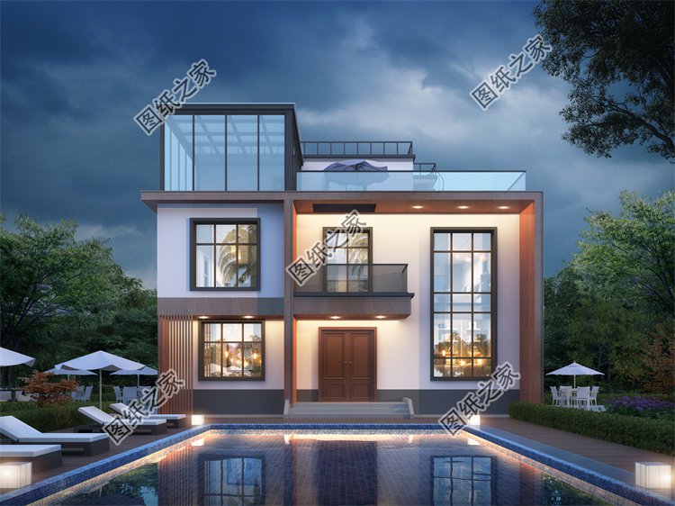 現代風三層別墅效果圖設計案例