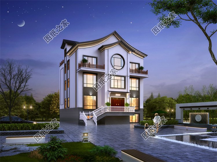 現代風三層別墅效果圖設計案例