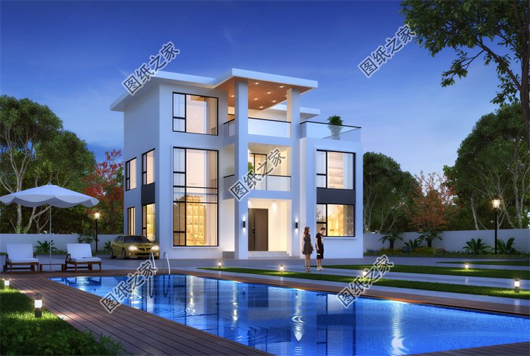 現代風三層別墅效果圖設計案例