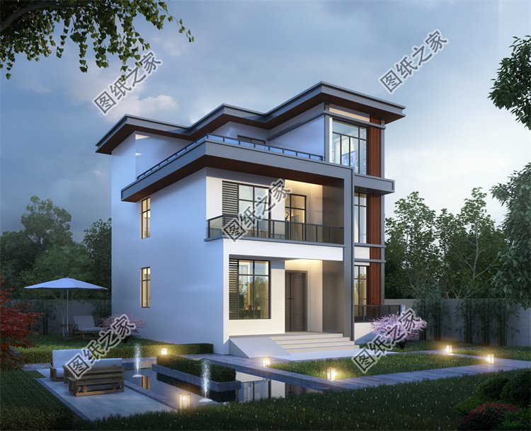 現代風三層別墅效果圖設計案例