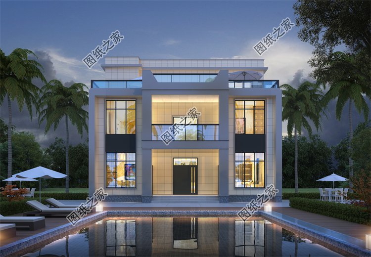 現代風三層別墅效果圖設計案例