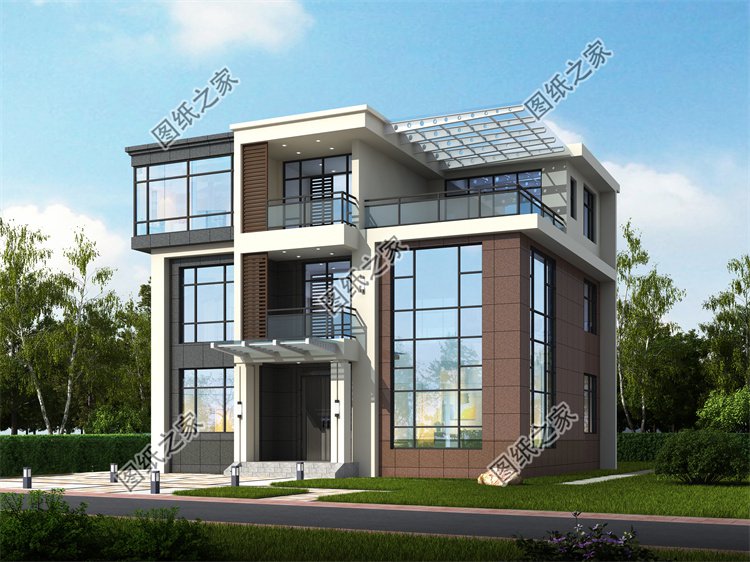 現代風三層別墅效果圖設計案例