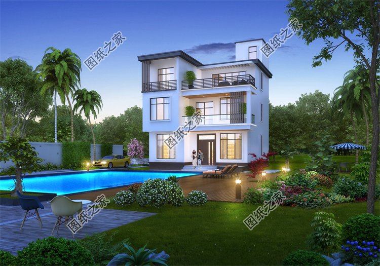 現代風三層別墅效果圖設計案例