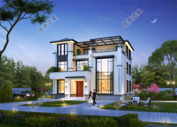 現代風三層別墅效果圖設計案例