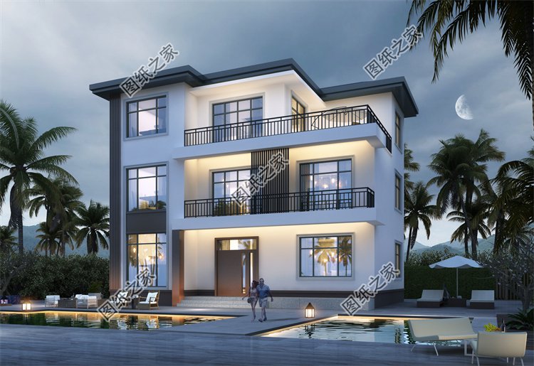 現代風三層別墅效果圖設計案例
