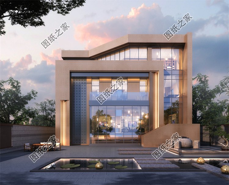 現代風三層別墅效果圖設計案例