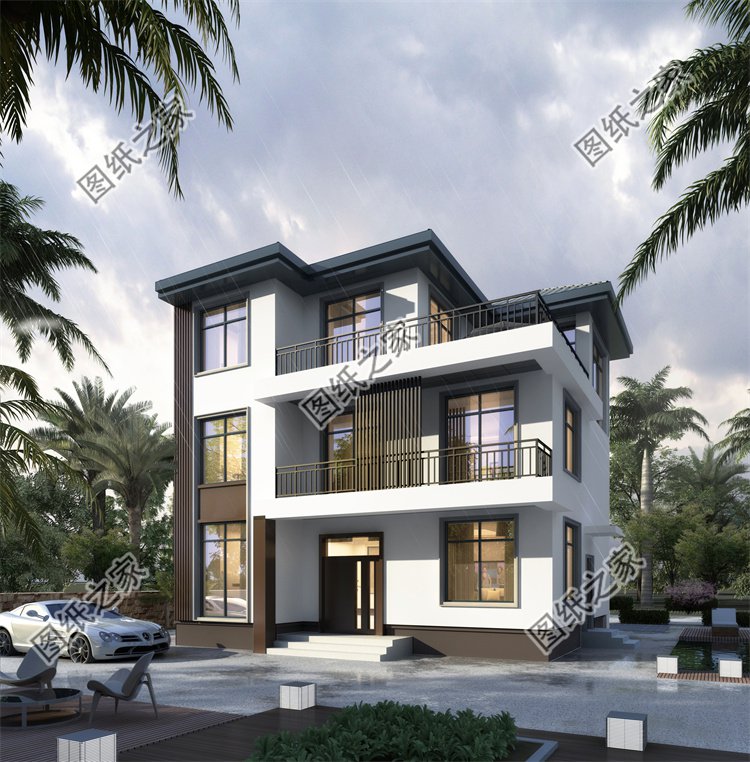 現代風三層別墅效果圖設計案例