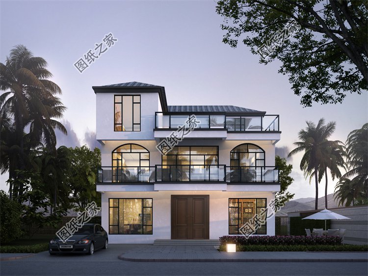 現代風三層別墅效果圖設計案例