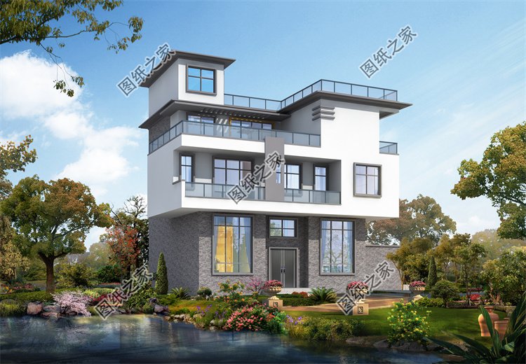 現代風三層別墅效果圖設計案例