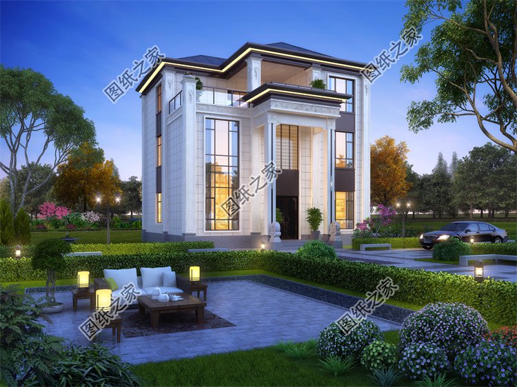 現代風三層別墅效果圖設計案例