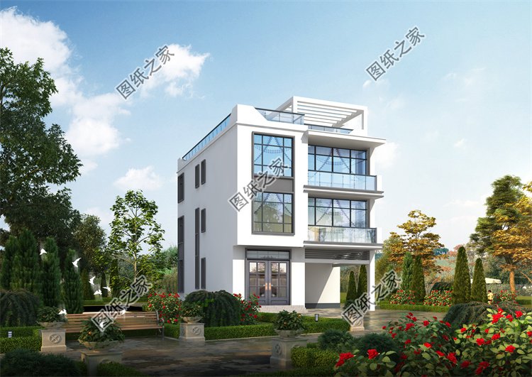 現代風三層別墅效果圖設計案例