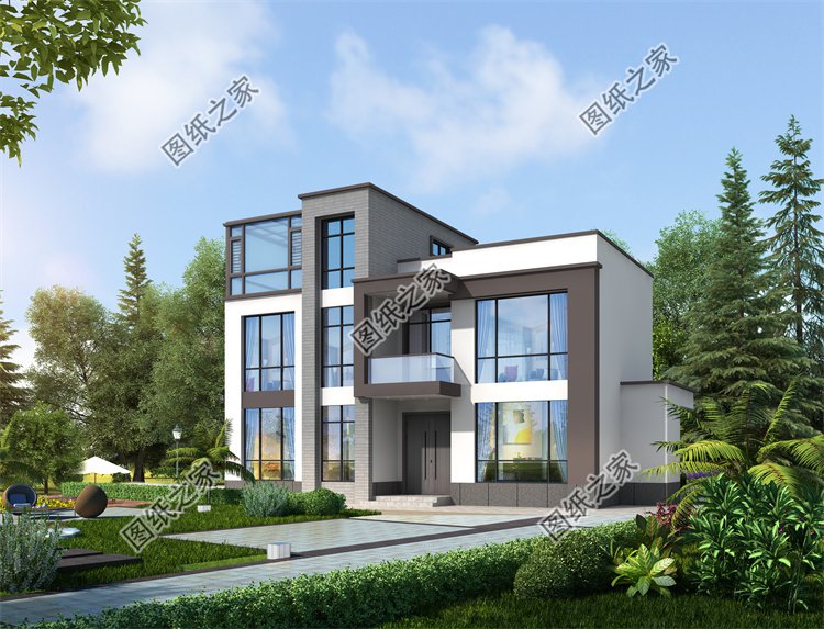 現代風三層別墅效果圖設計案例