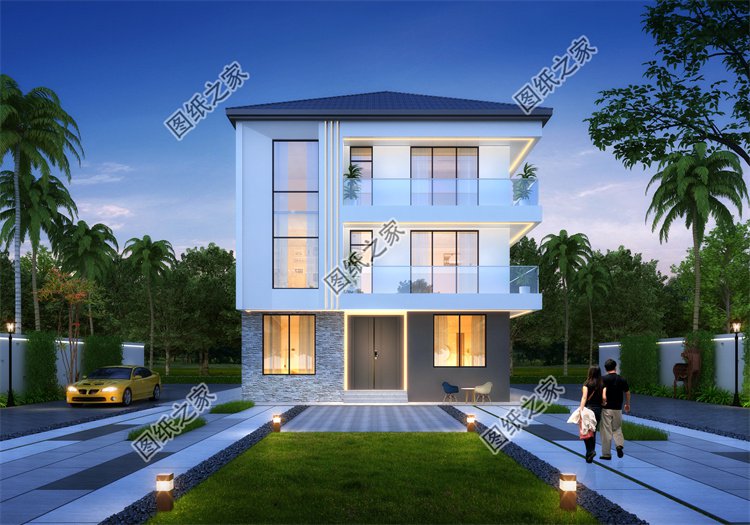 現代風三層別墅效果圖設計案例