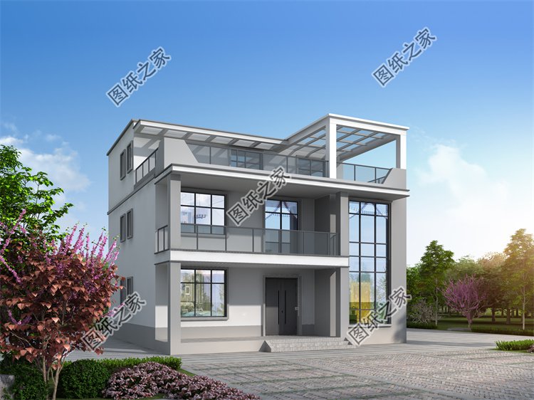 現代風三層別墅效果圖設計案例