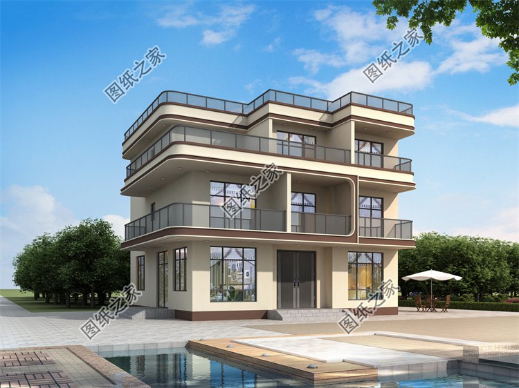 現代風三層別墅效果圖設計案例